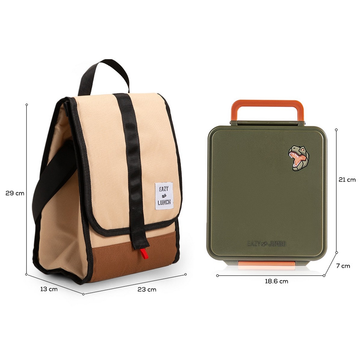 Eazy Kids Insulated Lunch Bag with Jumbo Bento Lunch Box