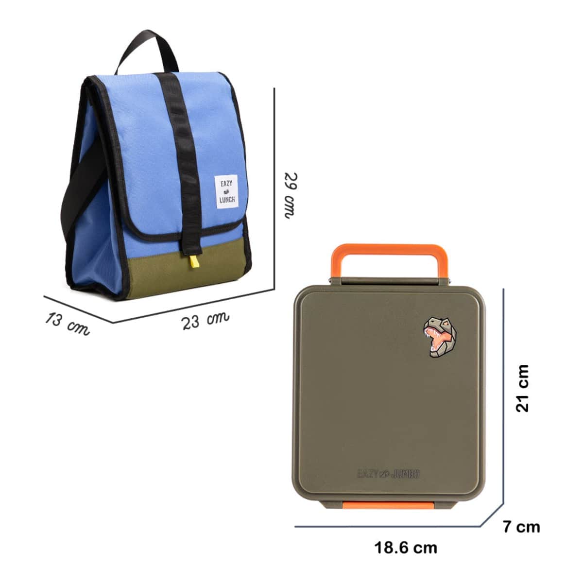 Eazy Kids Green Jumbo Bento Lunch Box with Lunch Bag, Thermos & Dip Jar Set