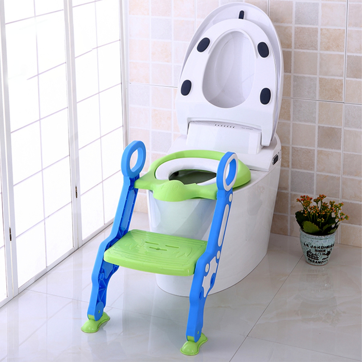 Eazy Kids Green Step Stool Foldable Potty Trainer Seat Toddler, 0-2 Years