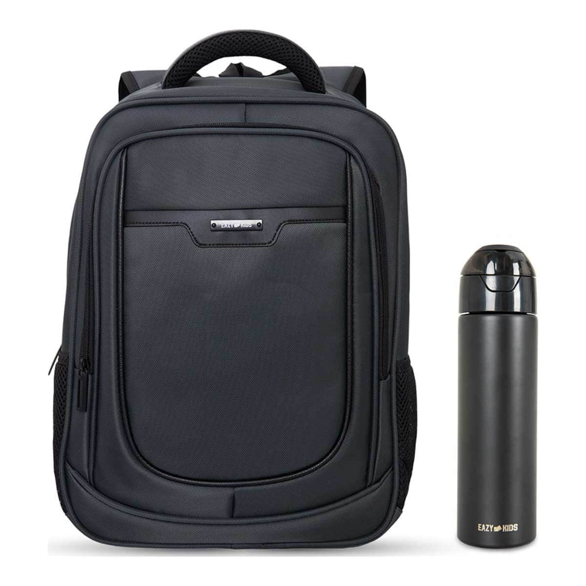 Eazy Kids Grey 16" Backpack with Laptop Sleeve & 640ml Insulated Water Bottle Set