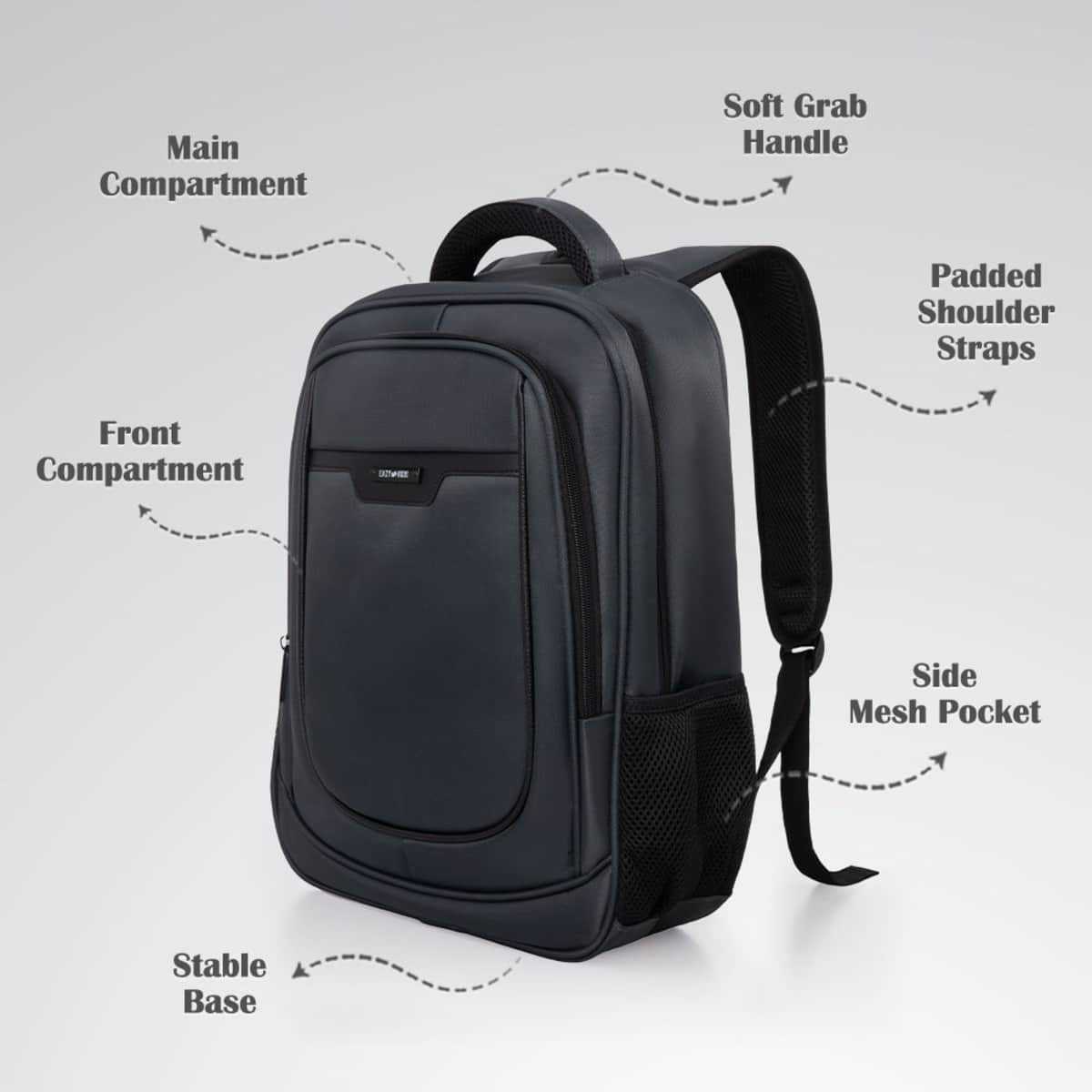 Eazy Kids Grey 16" Backpack with Laptop Sleeve & 640ml Insulated Water Bottle Set