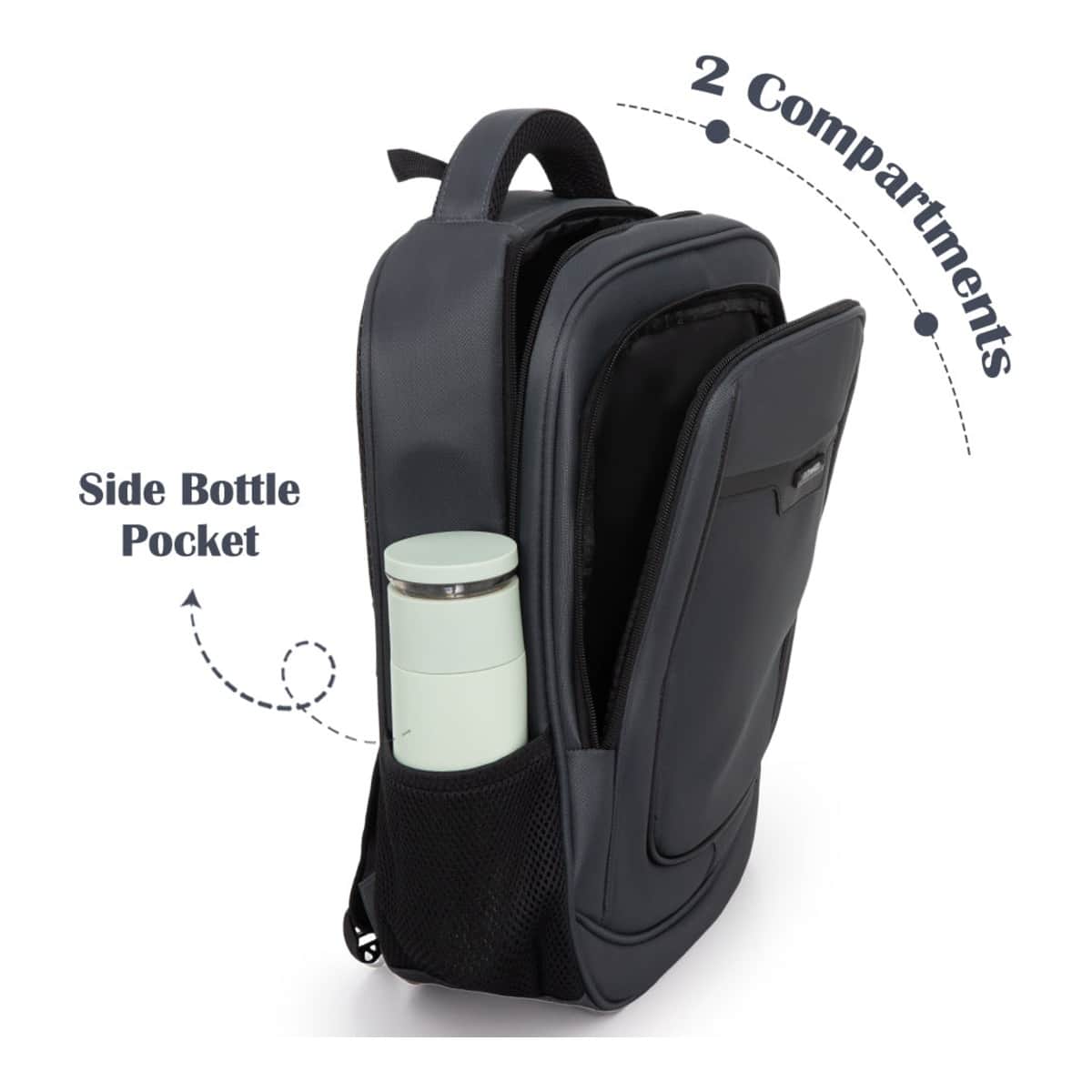 Eazy Kids Grey 16" Backpack with Laptop Sleeve & 640ml Insulated Water Bottle Set