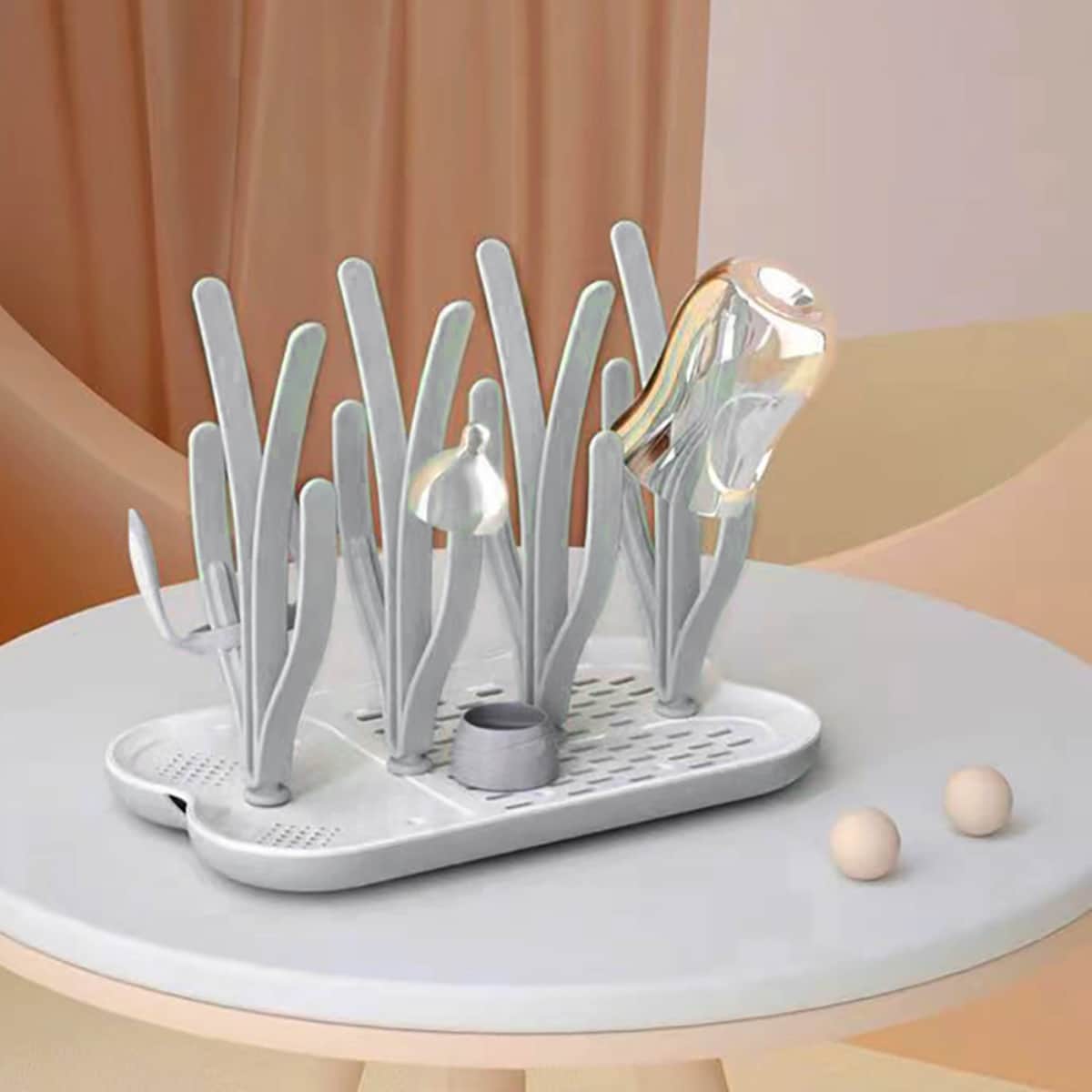 Eazy Kids Grey Baby Bottle Drying Rack 16 Peg Unisex, 13+ Years