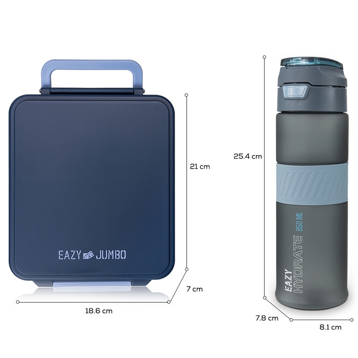 Eazy Kids Jumbo Bento Lunch Box with 850ml Tritan Water Bottle