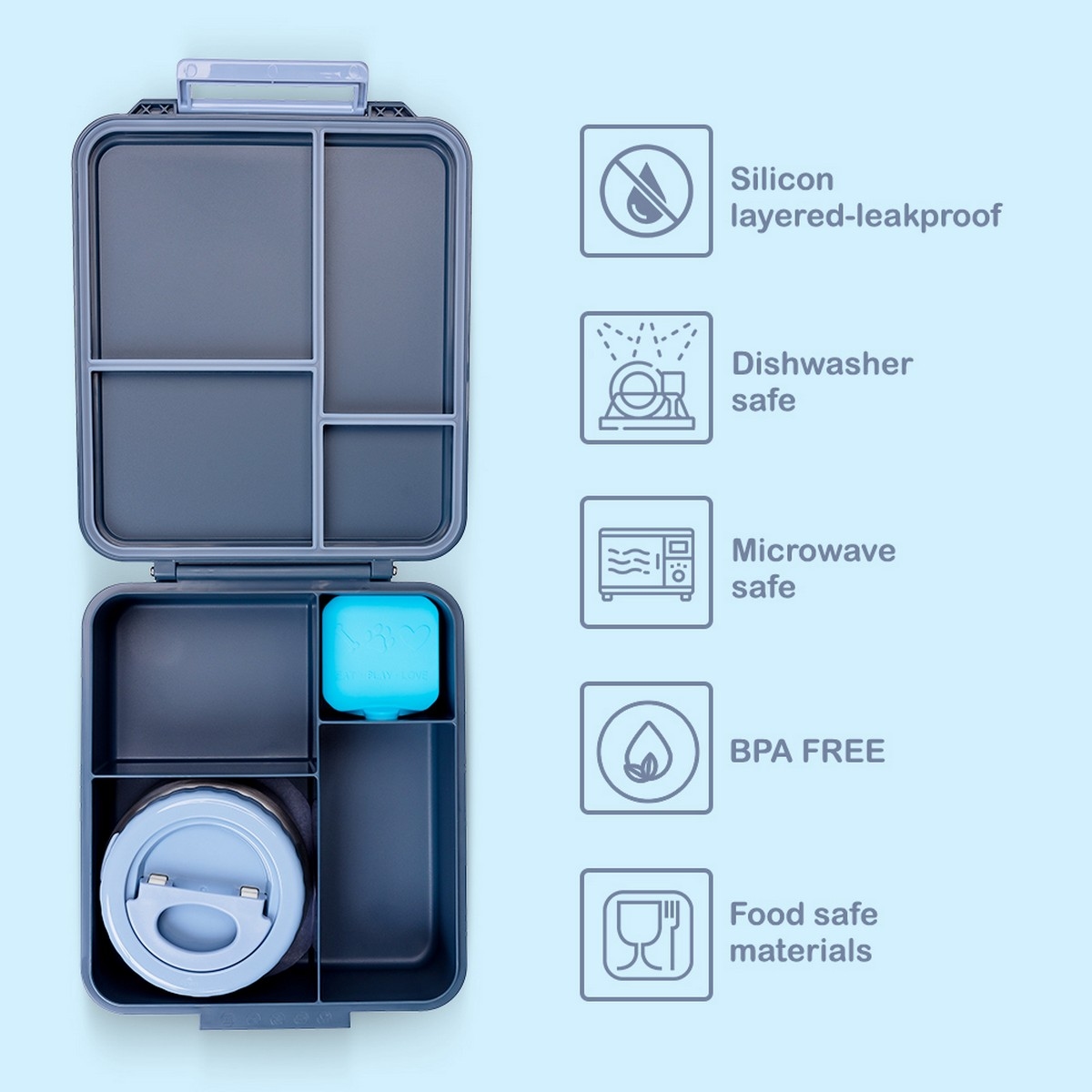 Eazy Kids Jumbo Bento Lunch Box with 850ml Tritan Water Bottle