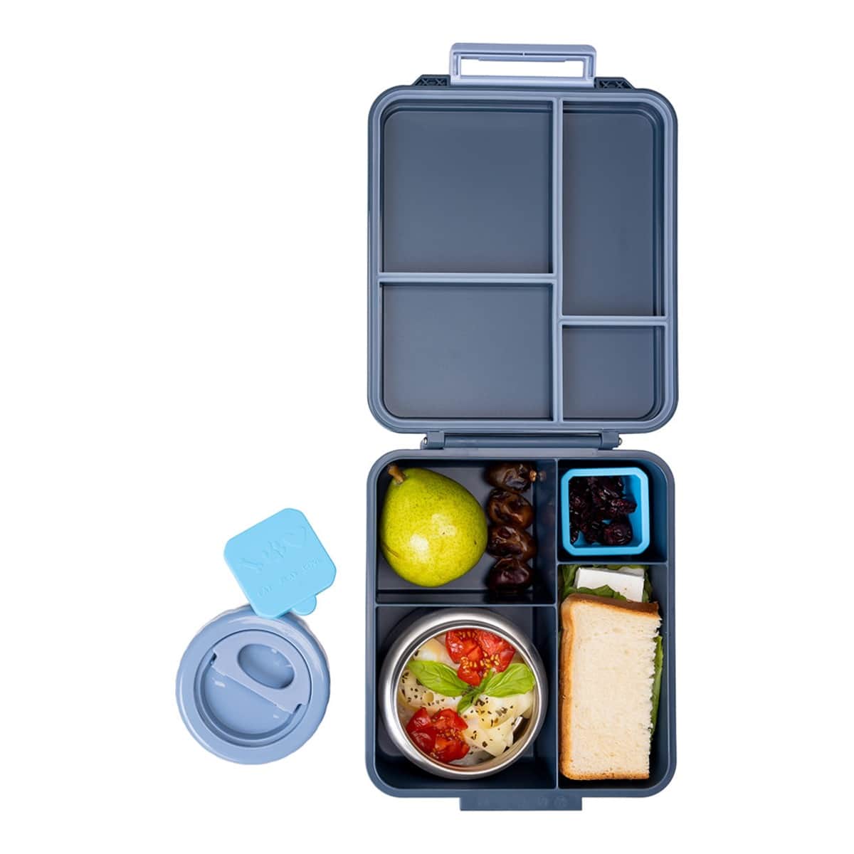 Eazy Kids Grey Jumbo Bento Lunch Box with Thermos & Dip Jar Set