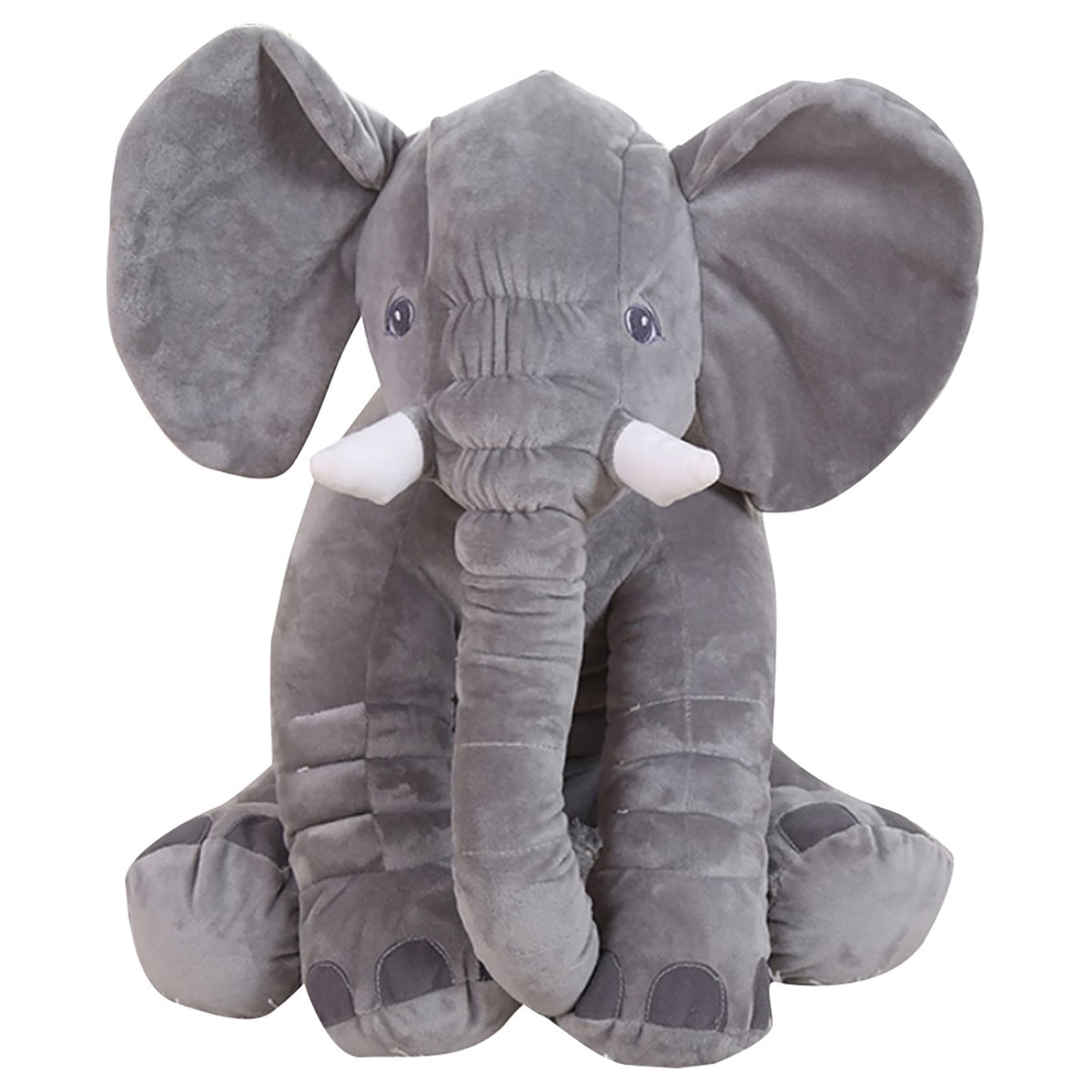 Eazy Kids Grey Medium Size Elephant Pattern Kids Plush Pillow Toddler, 0-2 Years