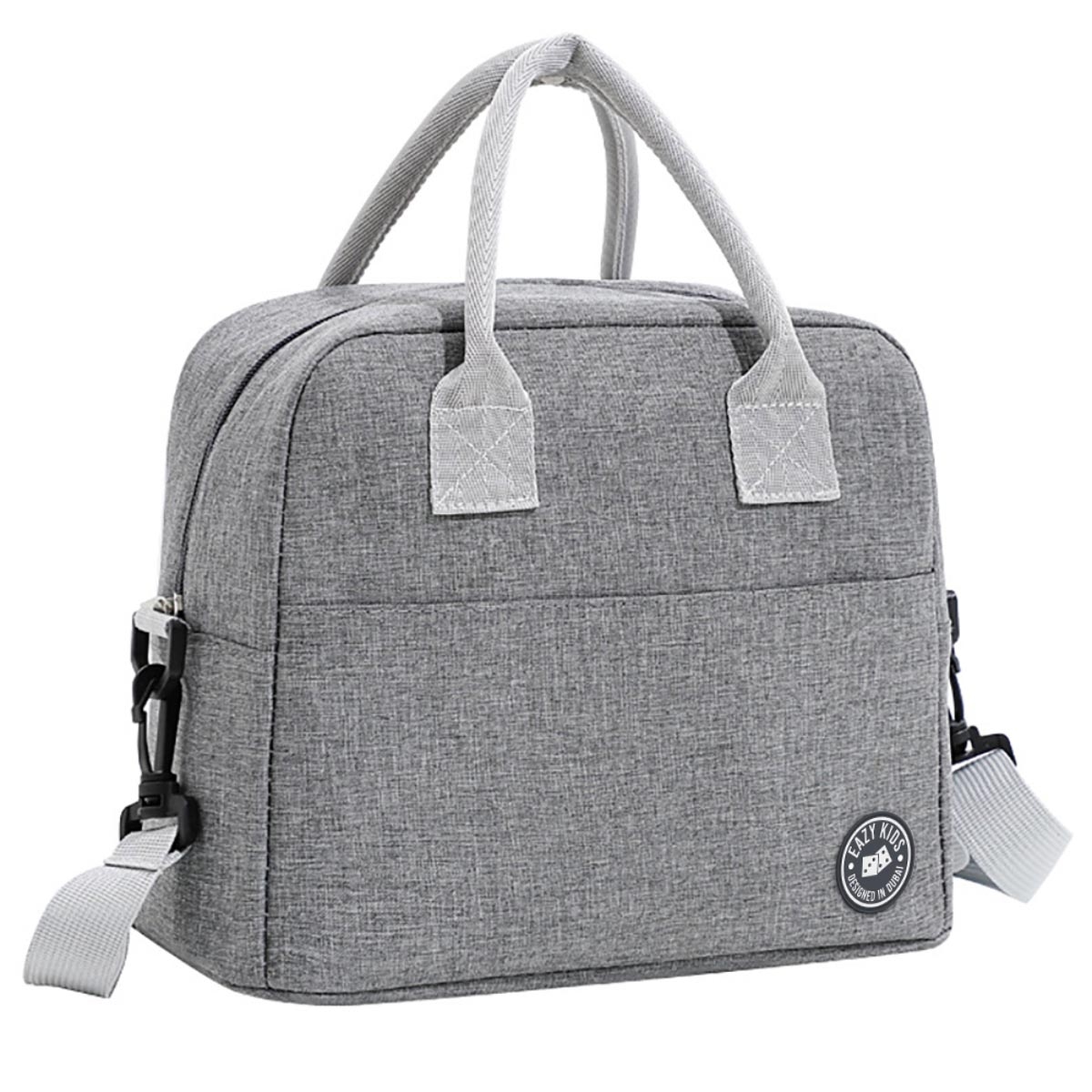 Eazy Kids Grey Premium Lunch Box with Insulated Lunch Bag