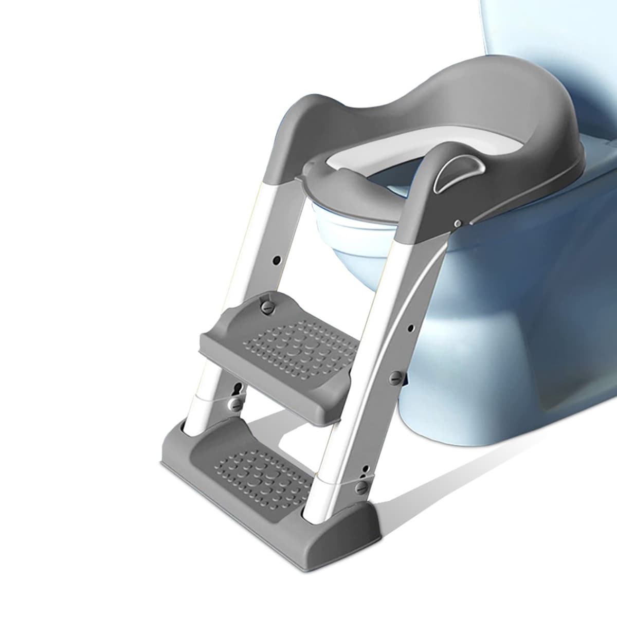 Eazy Kids Grey Step Stool Foldable Potty Trainer Seat Toddler, 0-2 Years