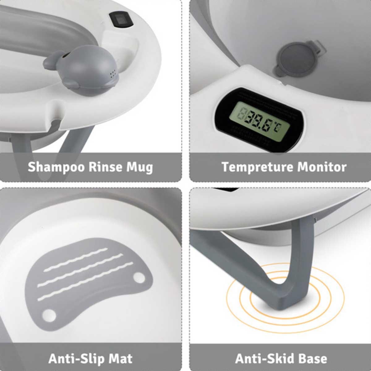 Eazy Kids Temperature Controlled Foldable Bathtub Toddler, 0-2 Years