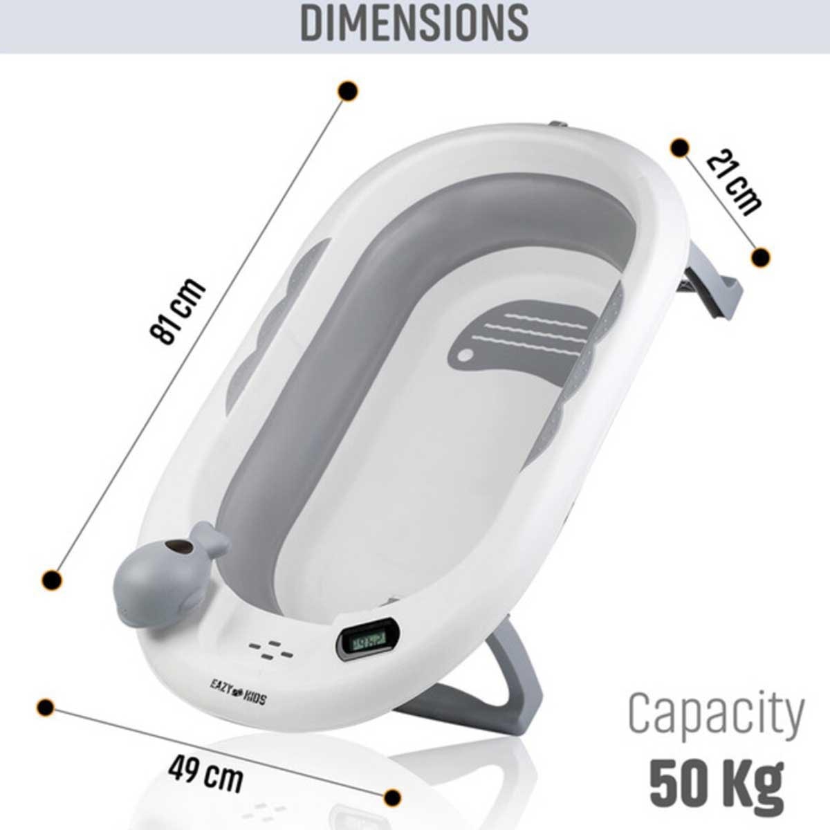 Eazy Kids Temperature Controlled Foldable Bathtub Toddler, 0-2 Years