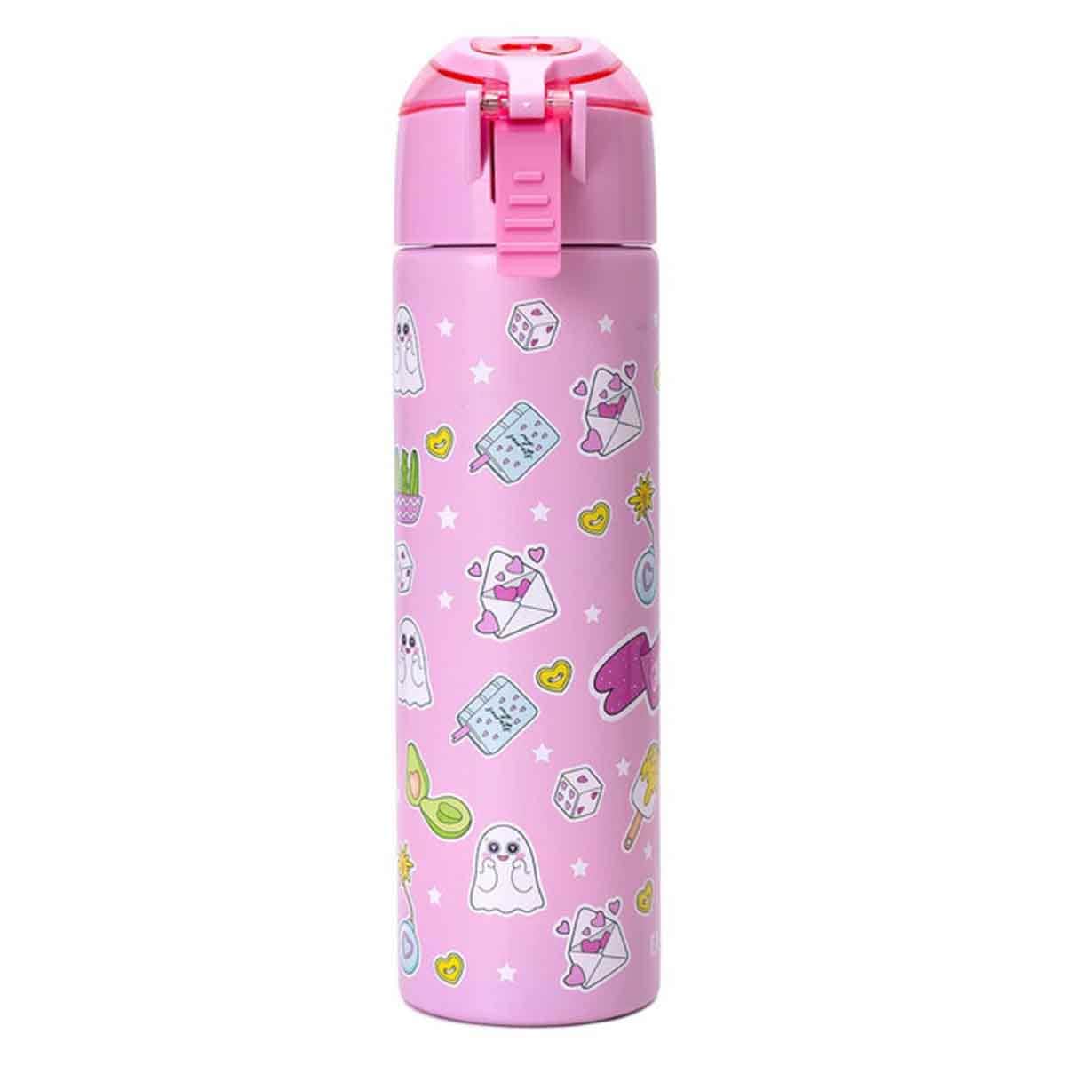 Eazy Kids 640ml Pink Insulated Steel Water Bottle with Spray