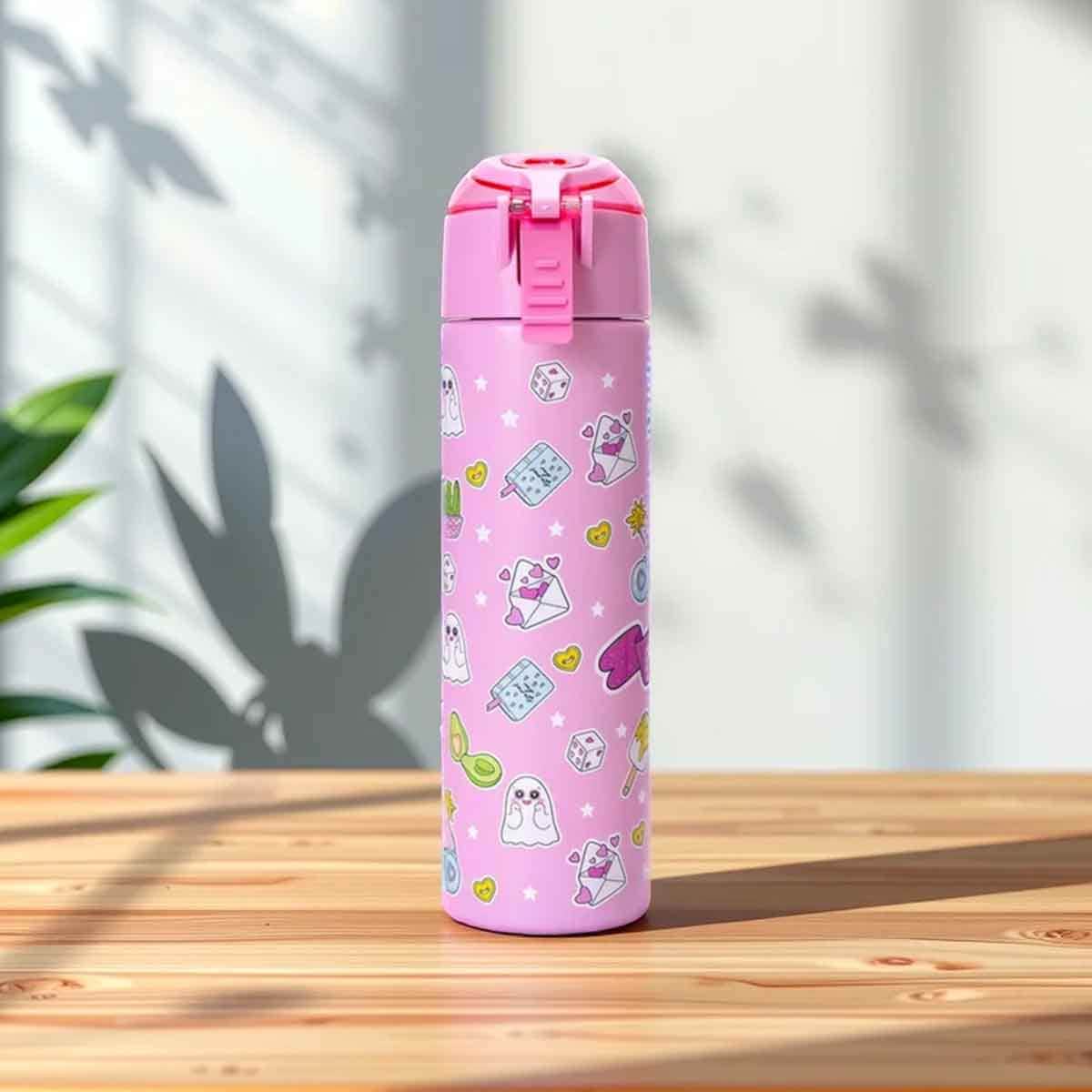 Eazy Kids 640ml Pink Insulated Steel Water Bottle with Spray