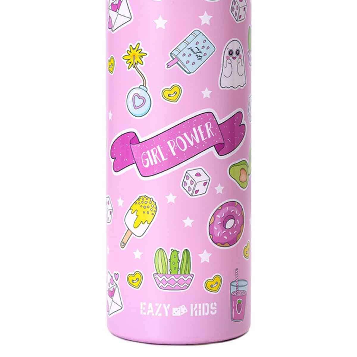 Eazy Kids 640ml Pink Insulated Steel Water Bottle with Spray
