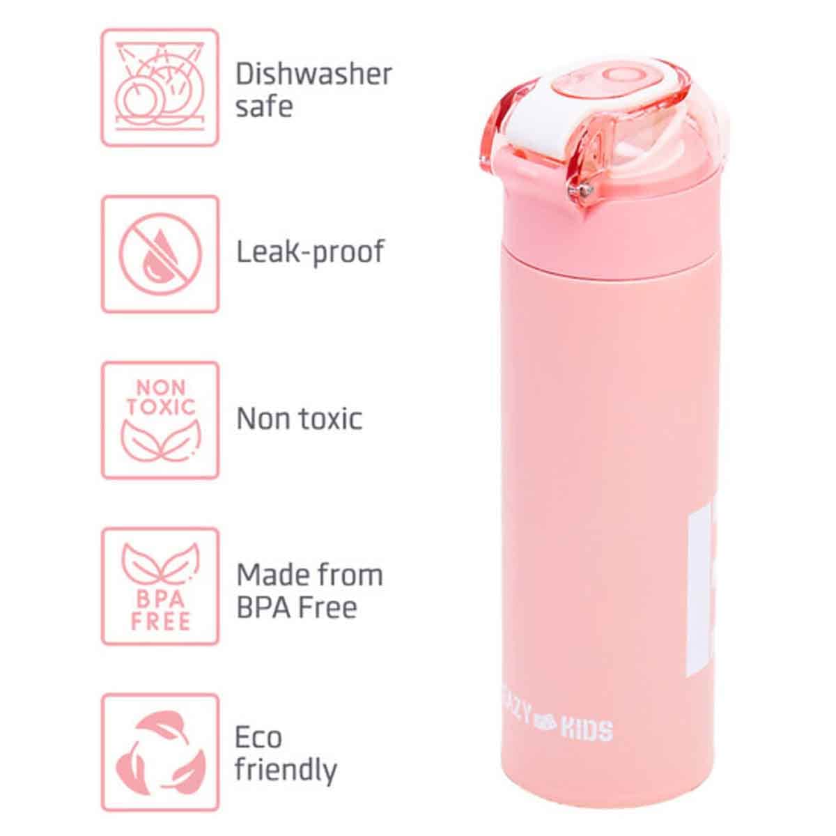 Eazy Kids 550ml Pink Insulated Travel Water Bottle