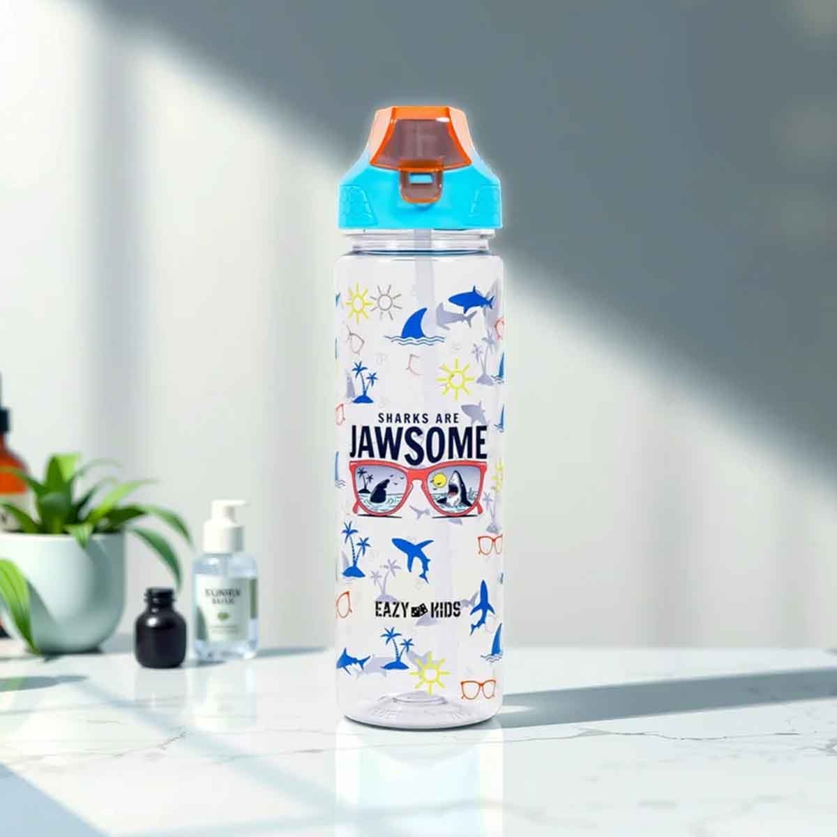 Eazy Kids 650ml Blue Jawsome Shark 2-in-1 Tritan Water Bottle