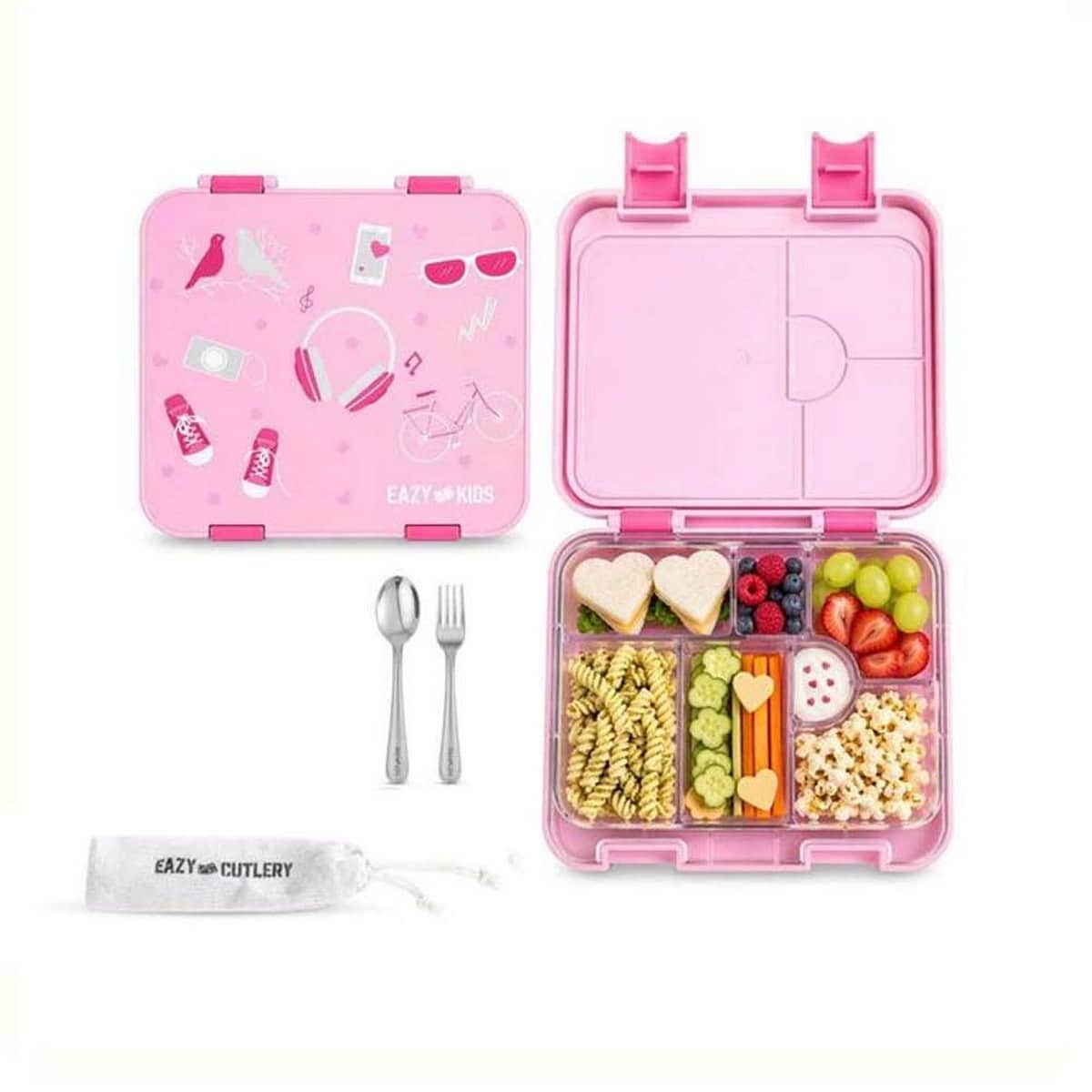 Eazy Kids Life 6 & 4 Convertible Bento Lunch Box with Steel Spoon & Fork Set