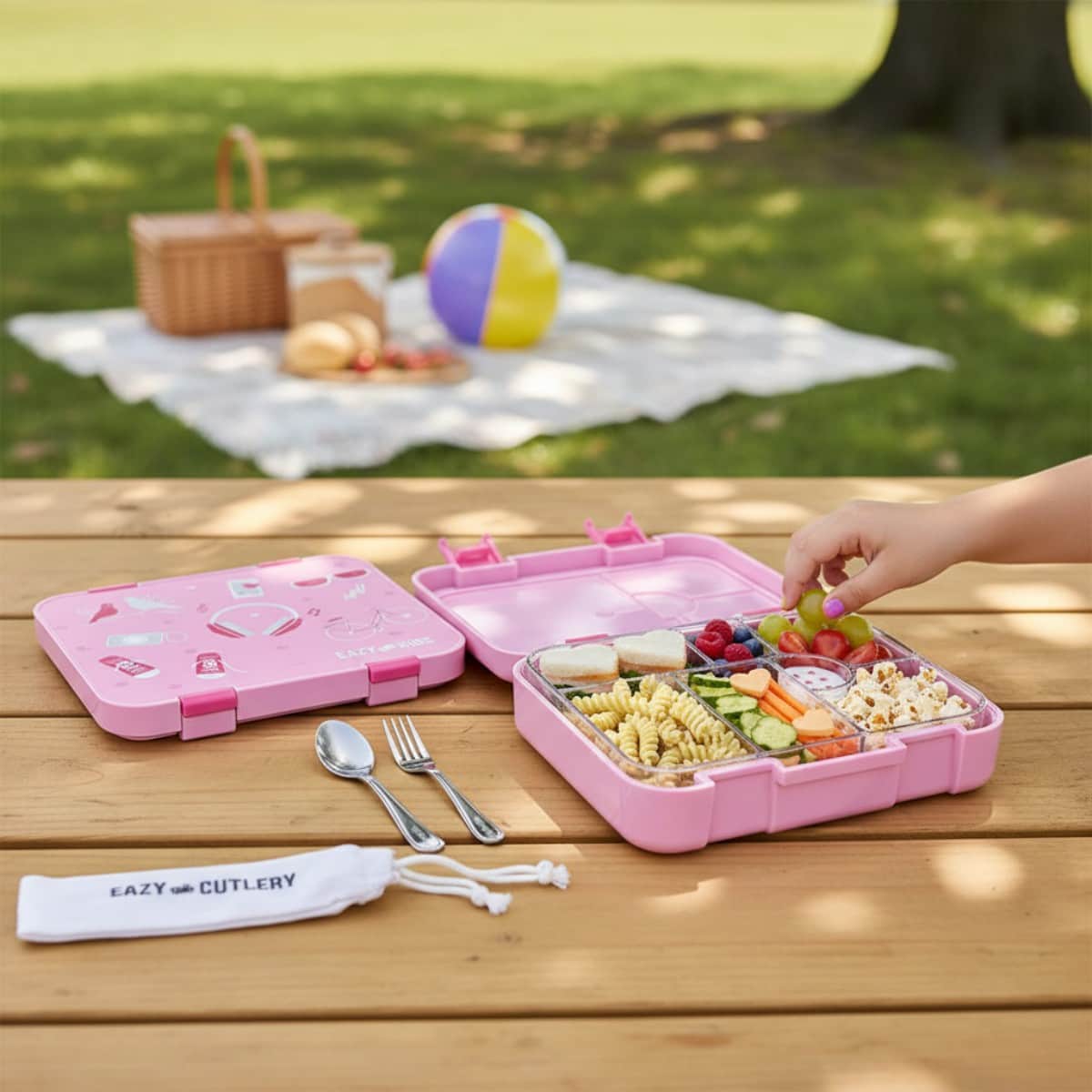 Eazy Kids Life 6 & 4 Convertible Bento Lunch Box with Steel Spoon & Fork Set