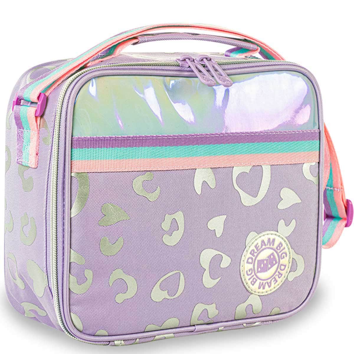 Eazy Kids Love Purple 17" Trolley School Bag with Lunch Bag & Pencil Pouch Set