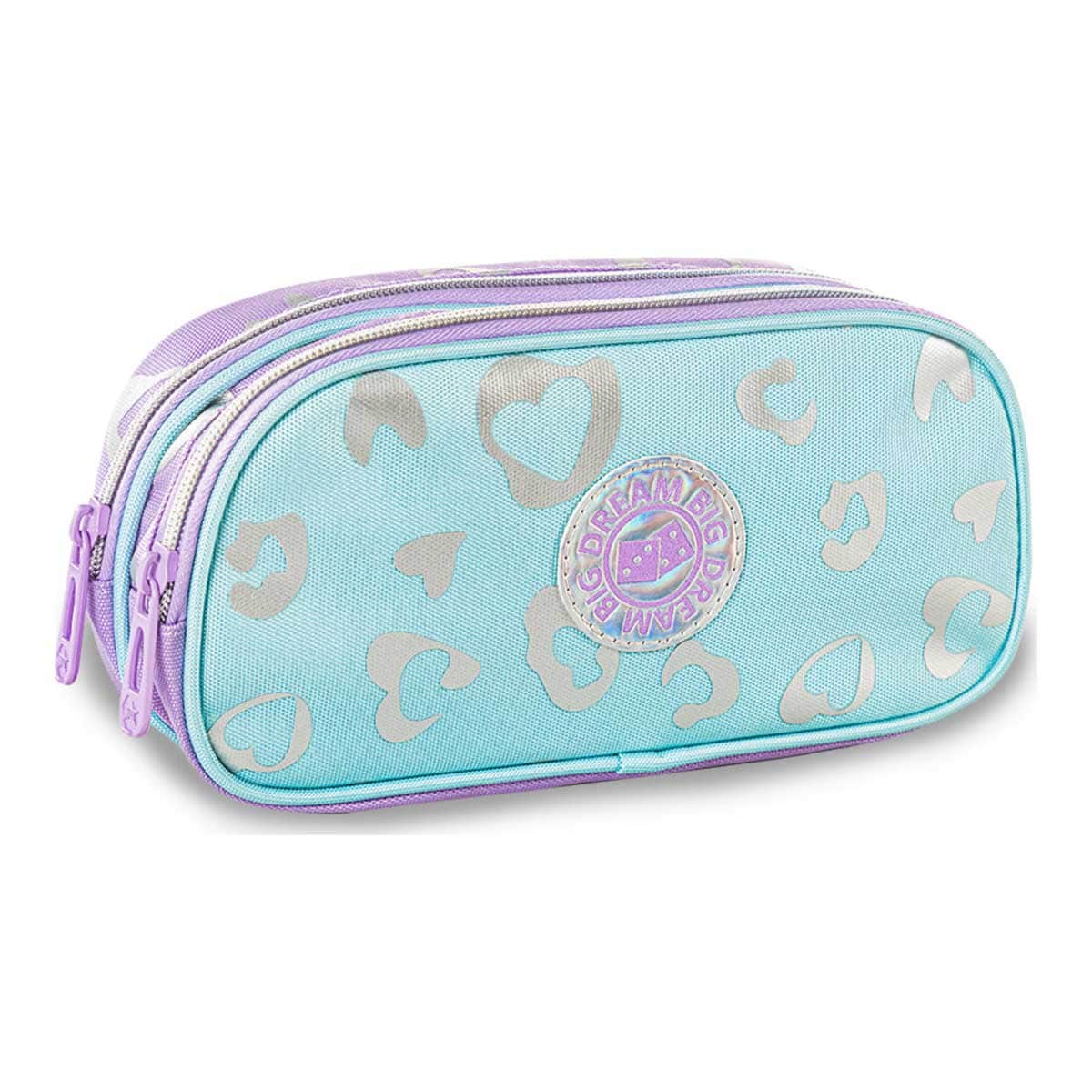Eazy Kids Love Purple 17" Trolley School Bag with Lunch Bag & Pencil Pouch Set