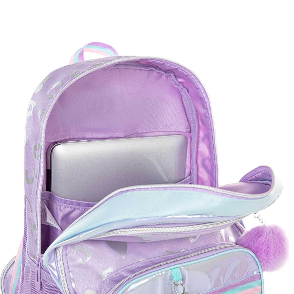 Eazy Kids Love Purple 17" Trolley School Bag with Lunch Bag & Pencil Pouch Set