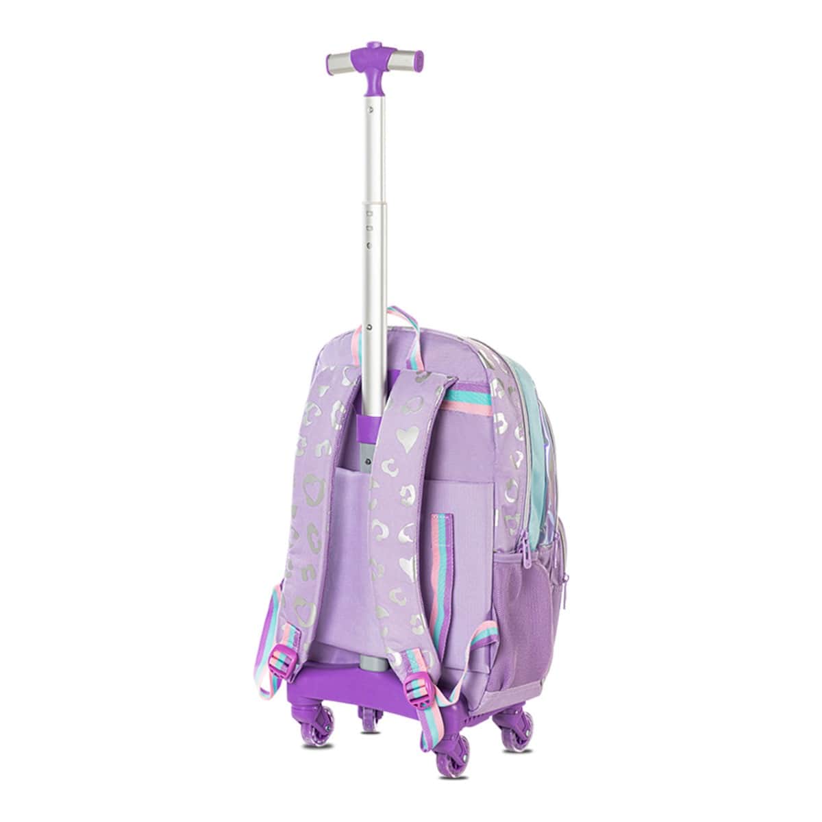 Eazy Kids Love Purple 17" Trolley School Bag with Lunch Bag & Pencil Pouch Set