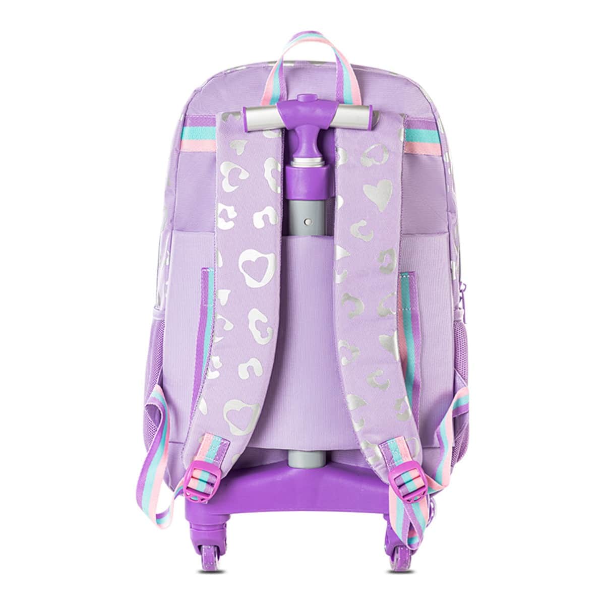 Eazy Kids Love Purple 17" Trolley School Bag with Lunch Bag & Pencil Pouch Set