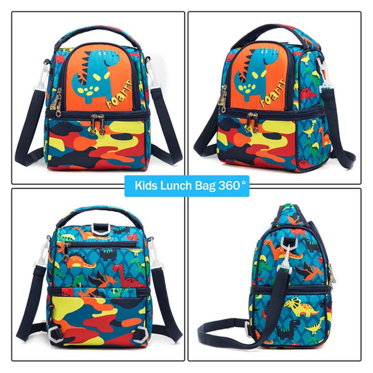 Eazy Kids Dinosaur Blue Lunch & Picnic Bag