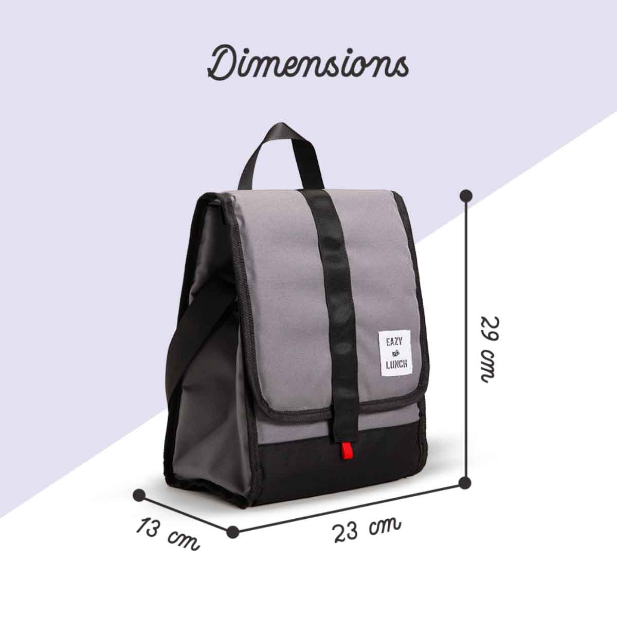 Eazy Kids Grey/Black Insulated Lunch Bag