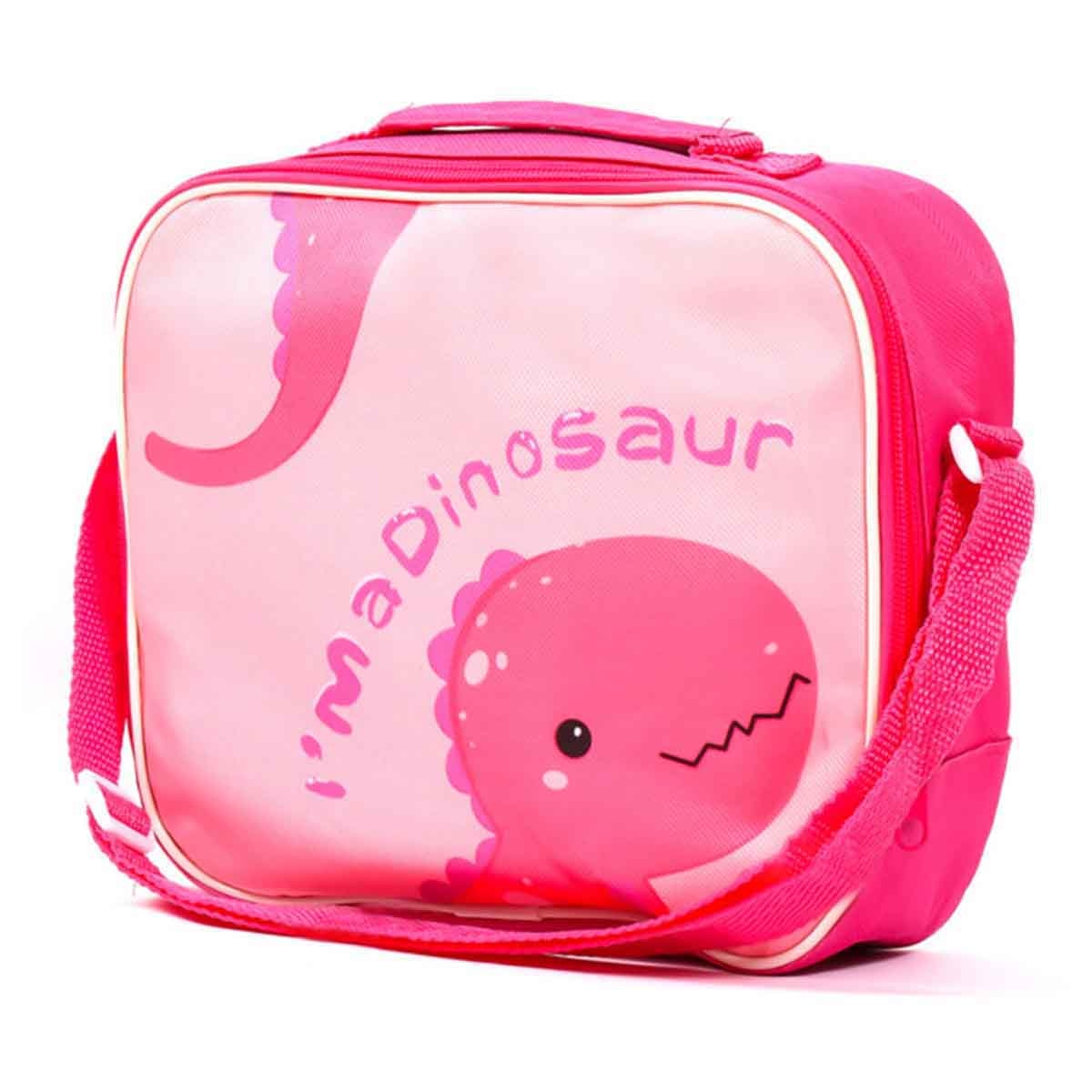 إيزي كيدز علبة غداء وزجاجة ماء مع حقيبة ديناصور باللون الوردي