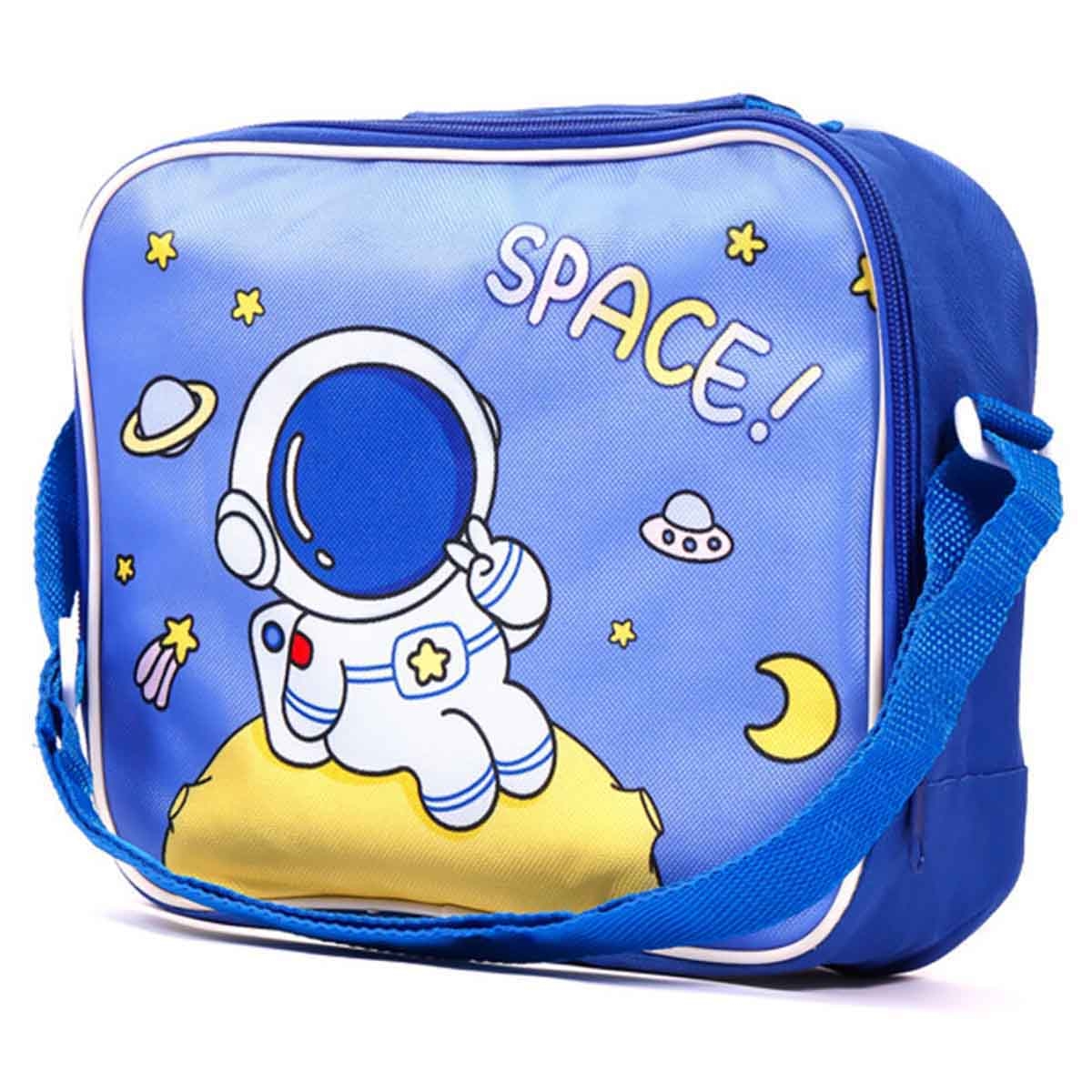 Eazy Kids Space Blue Lunch Box & Water Bottle with Bag