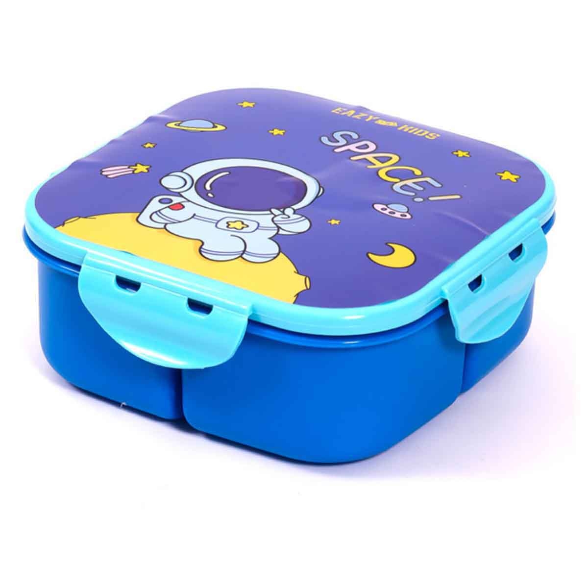 Eazy Kids Space Blue Lunch Box & Water Bottle with Bag