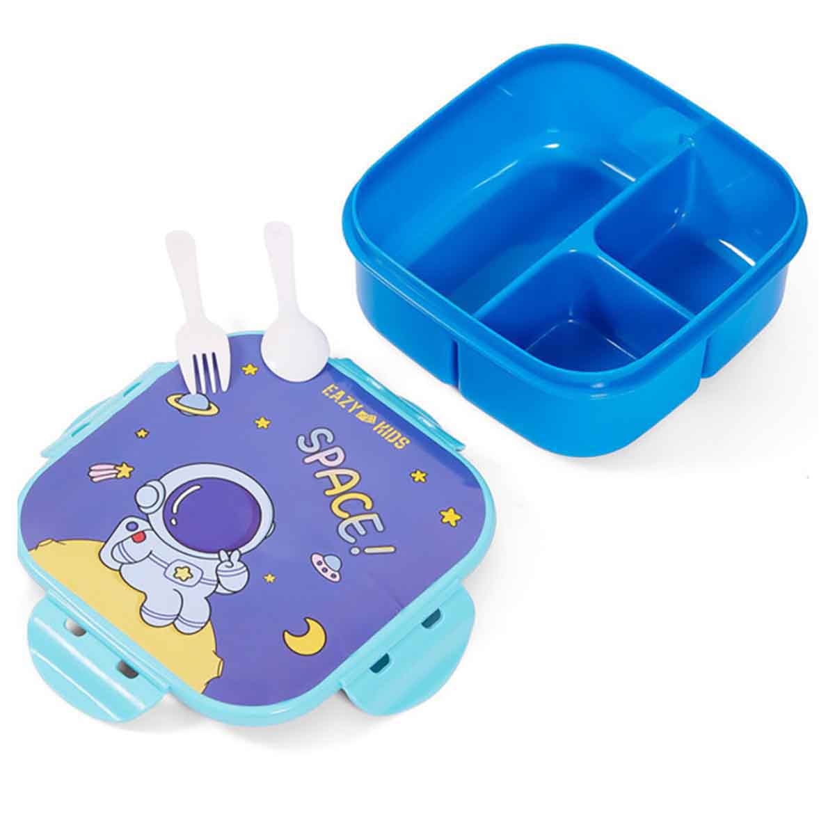 Eazy Kids Space Blue Lunch Box & Water Bottle with Bag