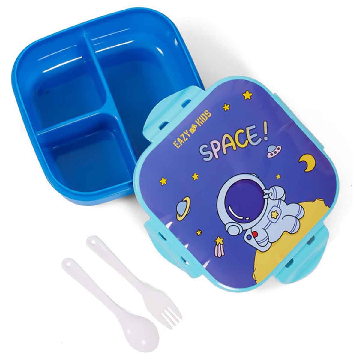 Eazy Kids Space Blue Lunch Box & Water Bottle with Bag