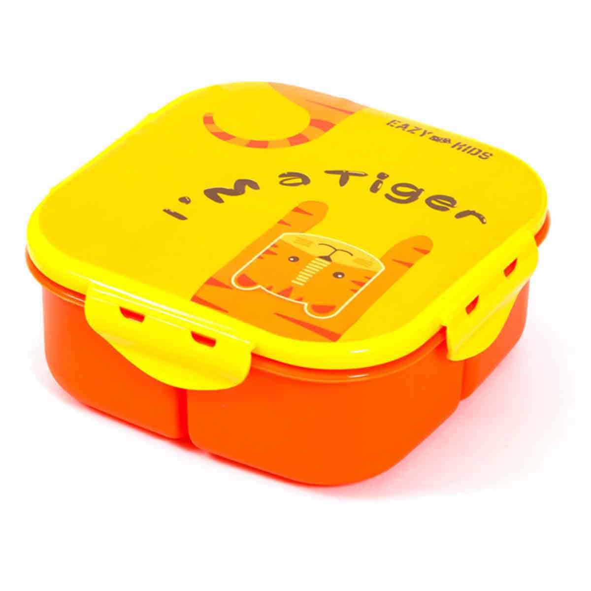 Eazy Kids Tiger Yellow Lunch Box & Water Bottle with Bag