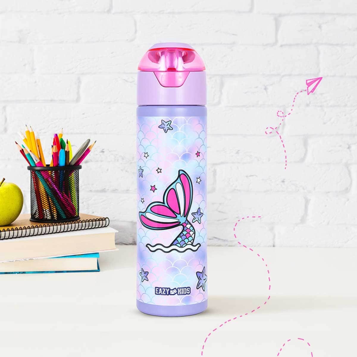 Eazy Kids Mermaid 640ml Insulated Stainless Steel Spray Water Bottle
