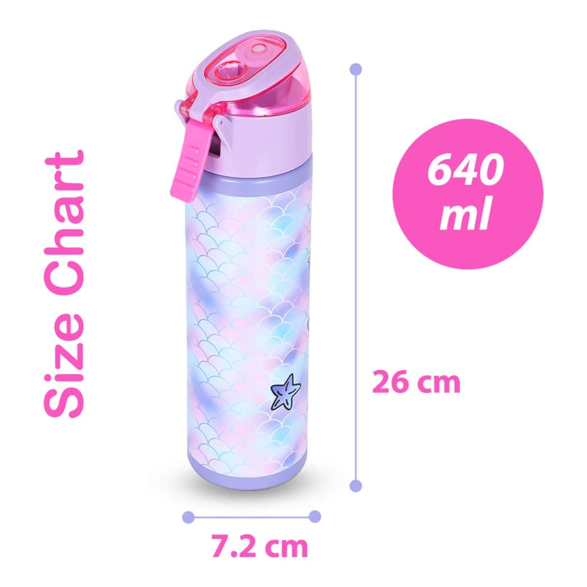 Eazy Kids Mermaid 640ml Insulated Stainless Steel Spray Water Bottle