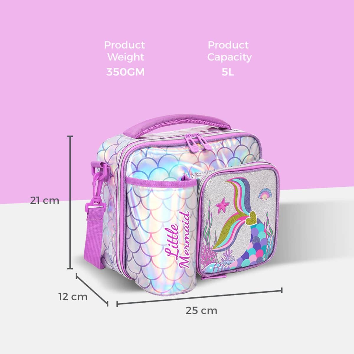 Eazy Kids Mermaid Chrome Bottle & Lunch Bag Set