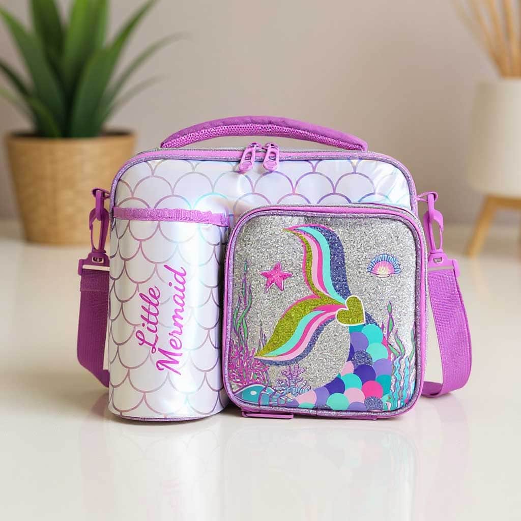 Eazy Kids Mermaid Chrome Bottle & Lunch Bag Set