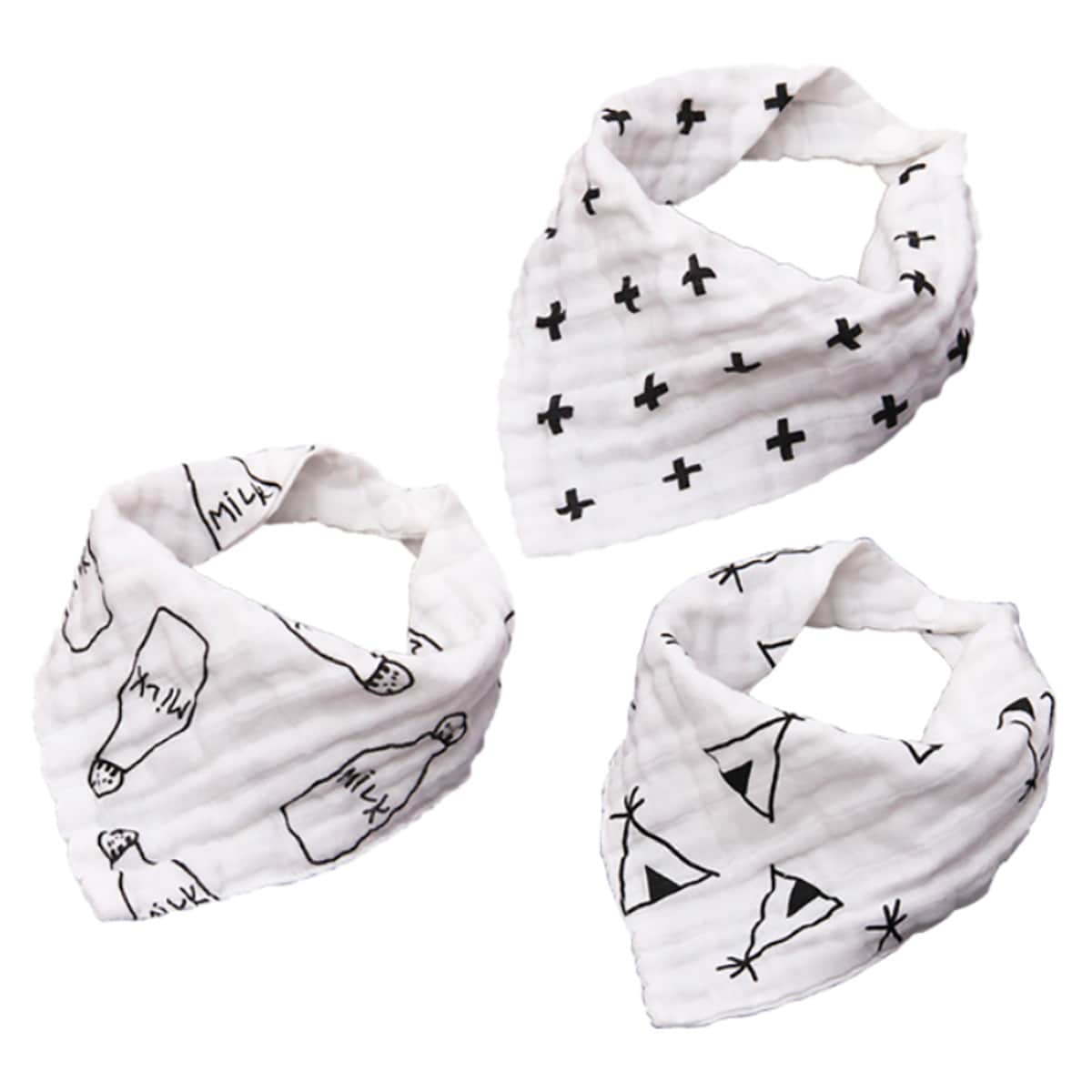 Eazy Kids Muslin Bandana Bibs Toddler, 0-2 Years, Pack of 3