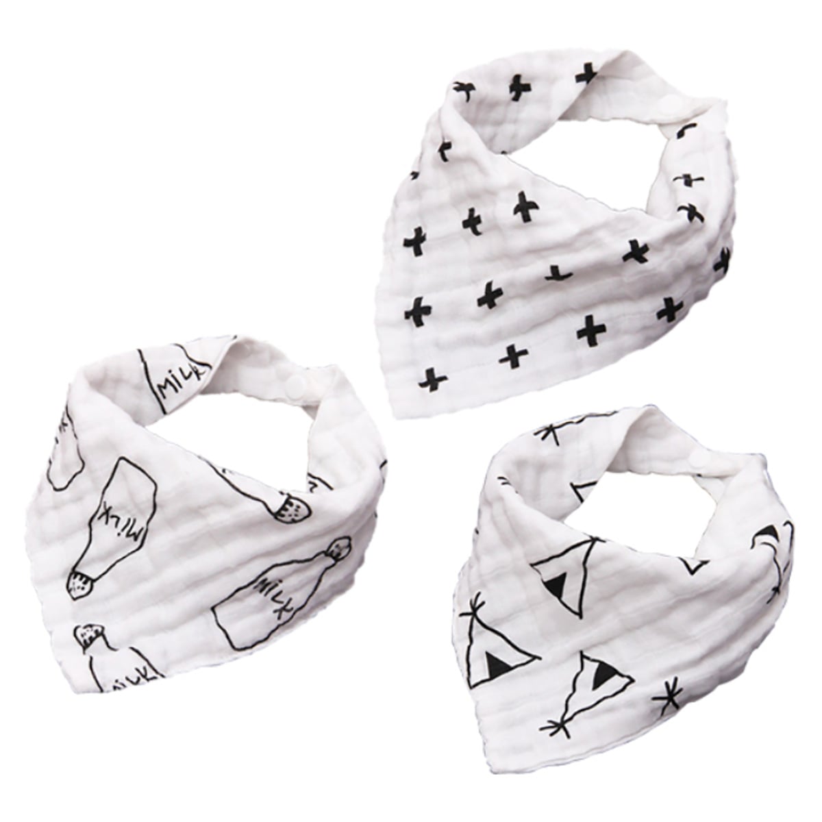 Eazy Kids Muslin Bandana Bibs Toddler, 0-2 Years, Pack of 3