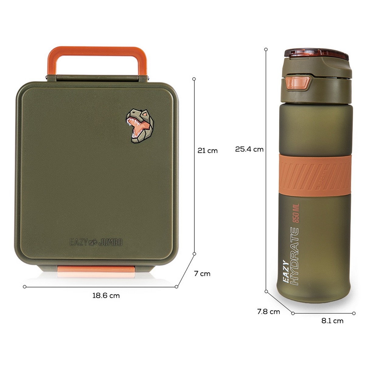 Eazy Kids Jumbo Bento Lunch Box with 850ml Tritan Water Bottle