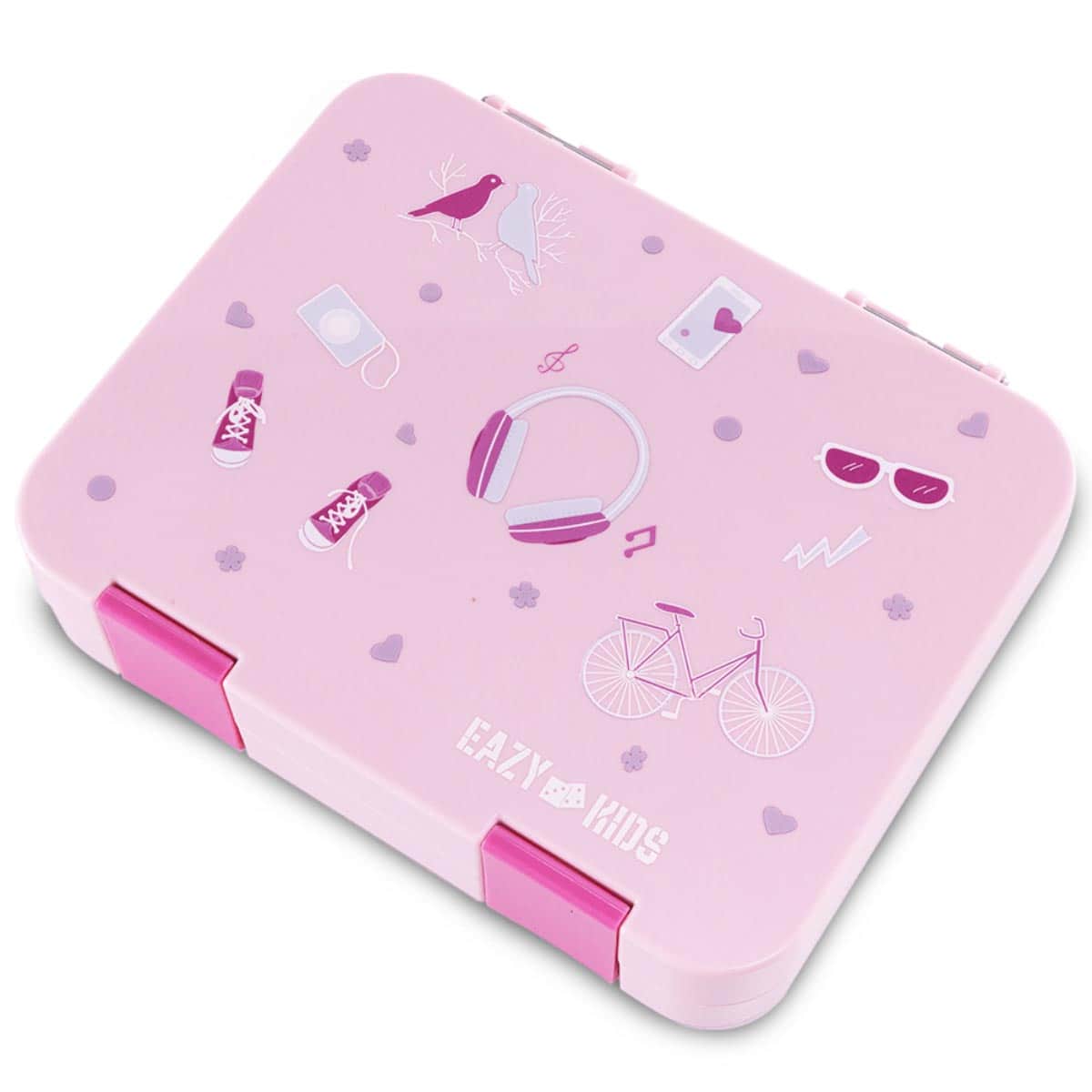 Eazy Kids Pink Convertible Bento Lunch Box with Insulated Lunch Bag