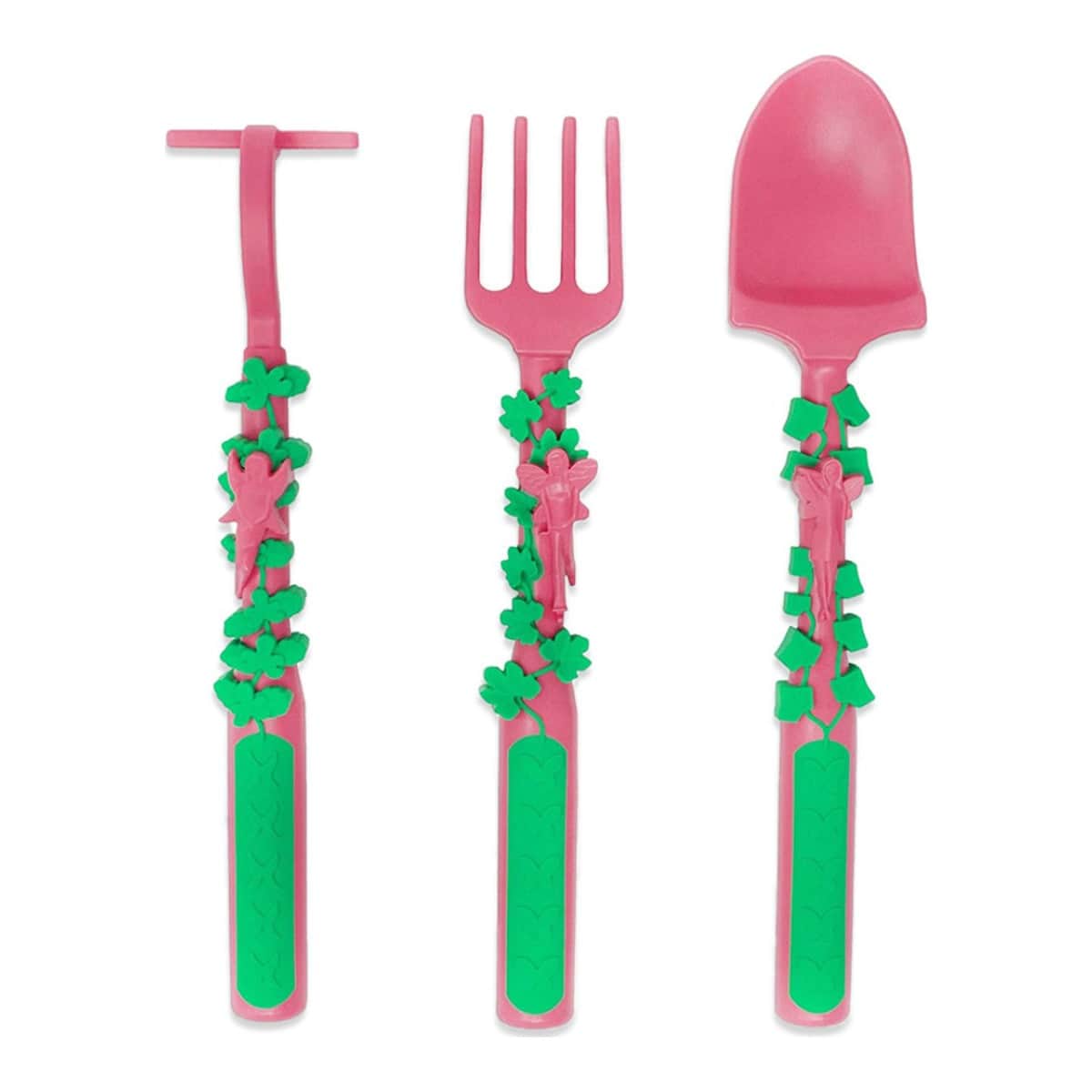 Eazy Kids Pink Gardening Spoon, Fork & Pusher Set