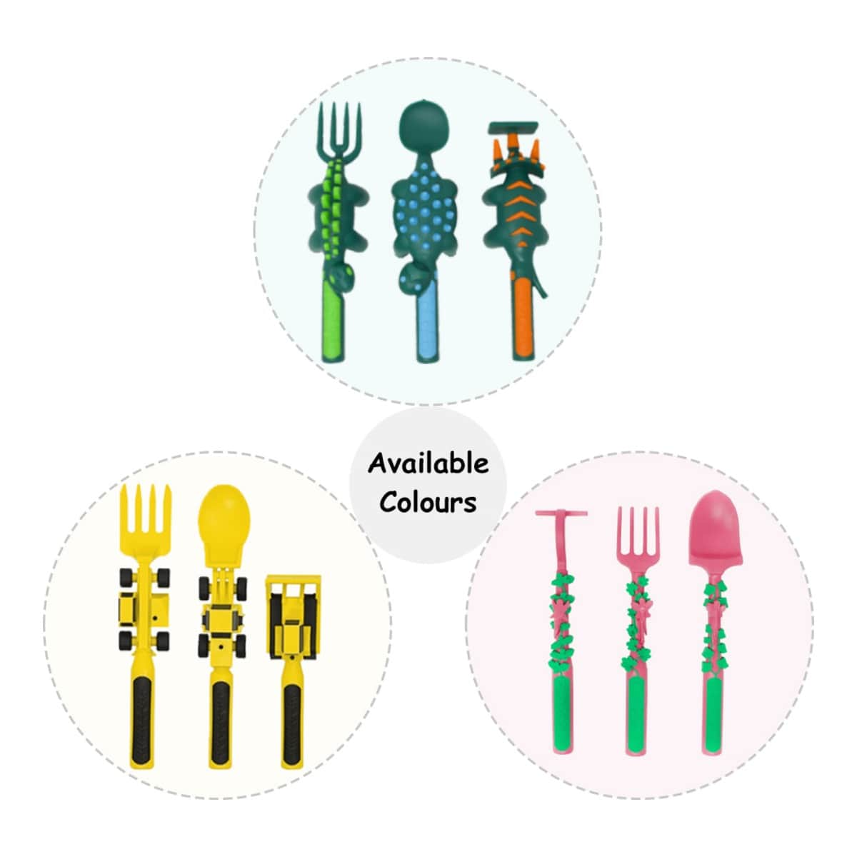 Eazy Kids Pink Gardening Spoon, Fork & Pusher Set