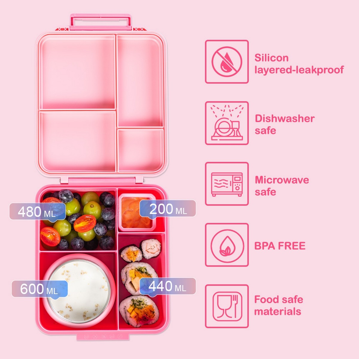 Eazy Kids Insulated Lunch Bag with Jumbo Bento Lunch Box