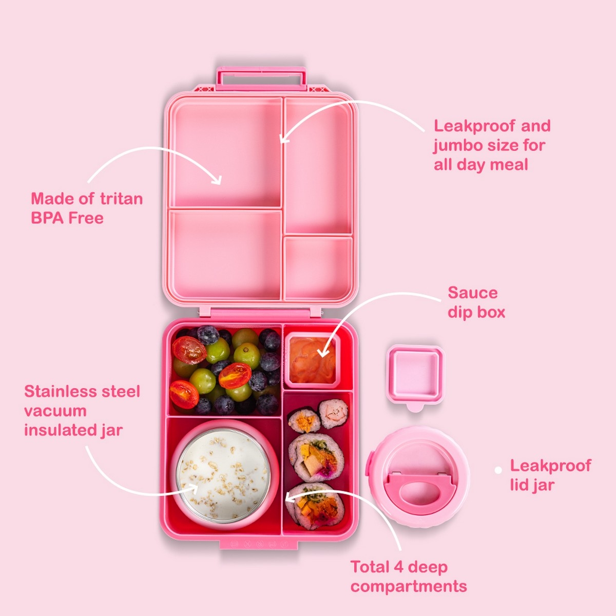 Eazy Kids Insulated Lunch Bag with Jumbo Bento Lunch Box