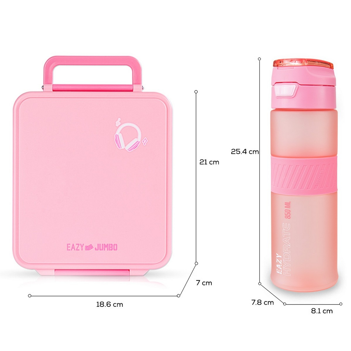 Eazy Kids Jumbo Bento Lunch Box with 850ml Tritan Water Bottle