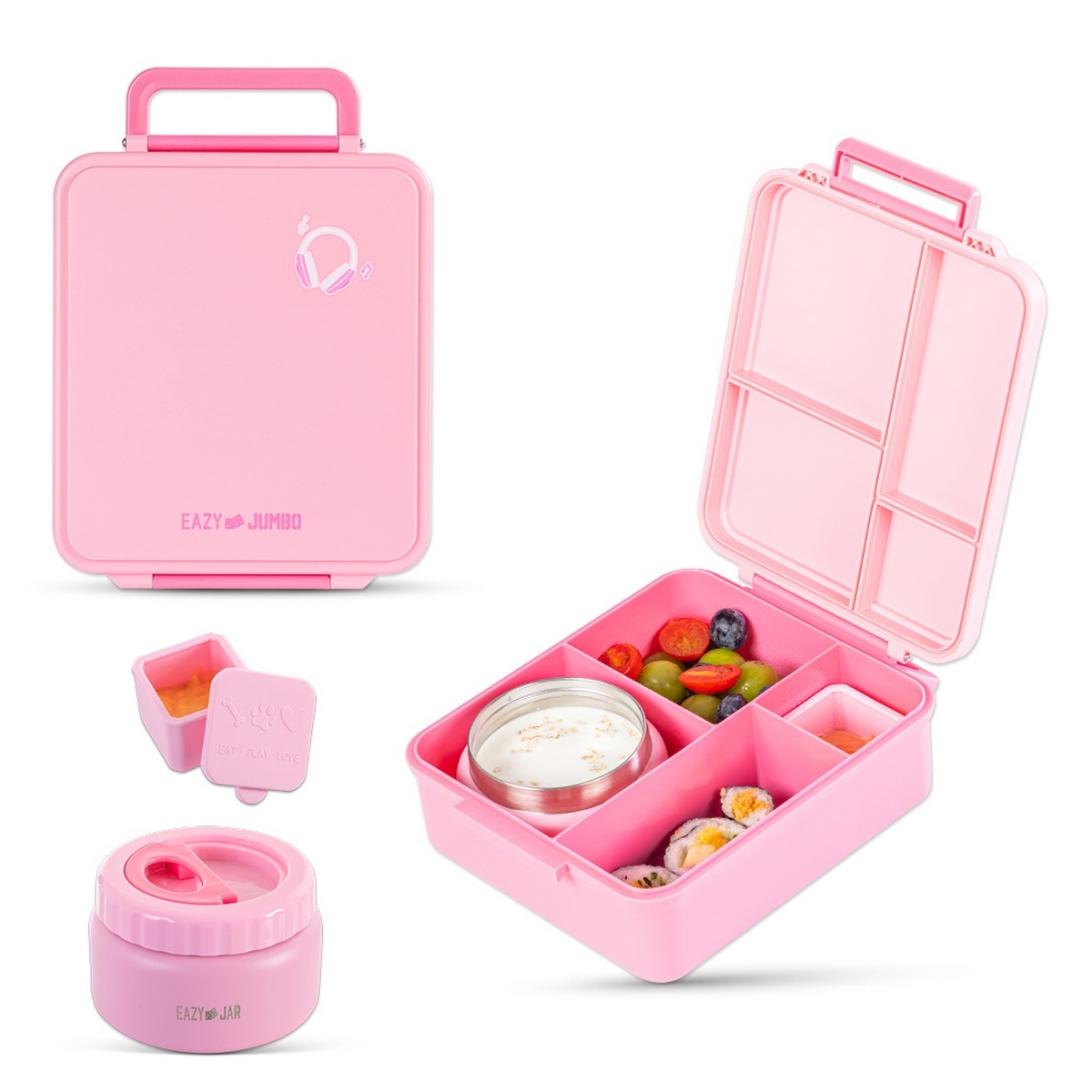 Eazy Kids Jumbo Bento Lunch Box with 850ml Tritan Water Bottle