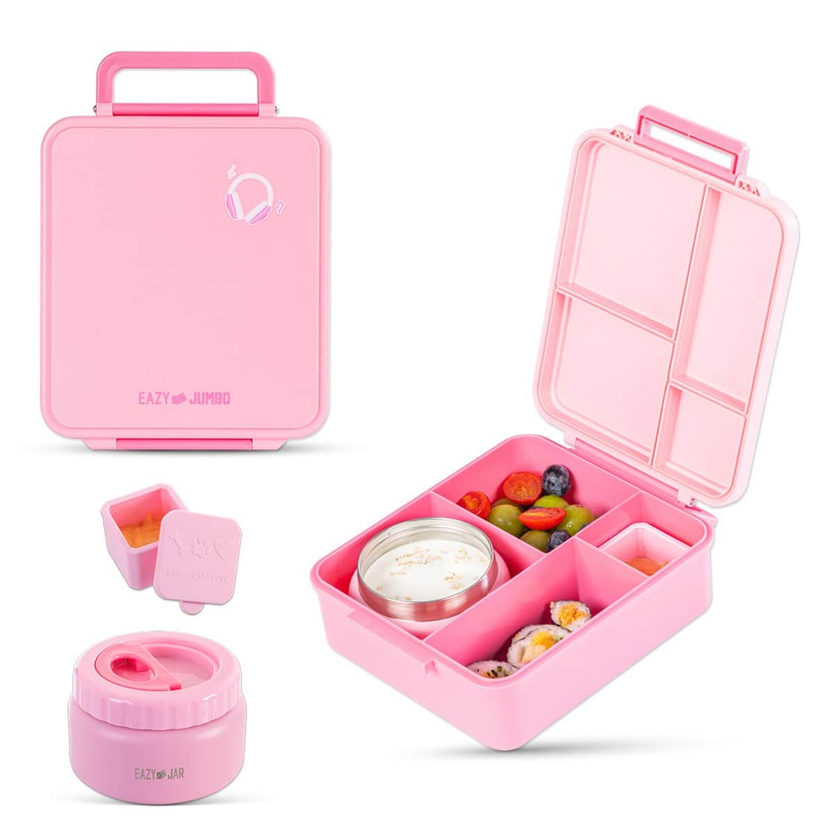 Eazy Kids Jumbo Bento Lunch Box with 850ml Tritan Water Bottle